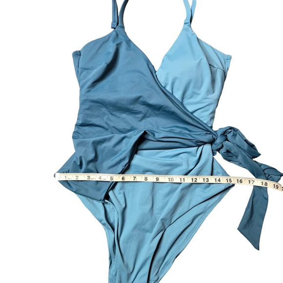 Knix Wrap Side Tie One-Piece Blue Swimsuit SIZE: XL - Picture 3 of 8